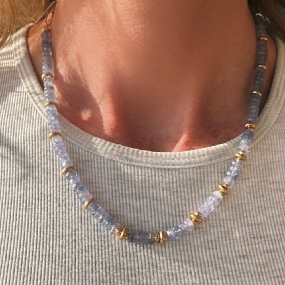 Gorgeous Tanzanite Beaded Necklace AND Bracelet AAA Gemstone Jewelry waterproof